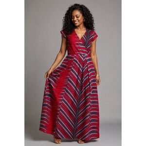 D'IYANU Geometric African Print Cotton Maxi Dress Size L Ankara Tribal Statement